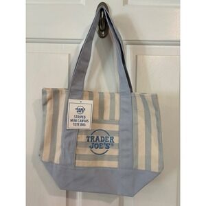 Trader Joe's 2026 Spring Stripe Mini Tote Bag Blue NEW NWT